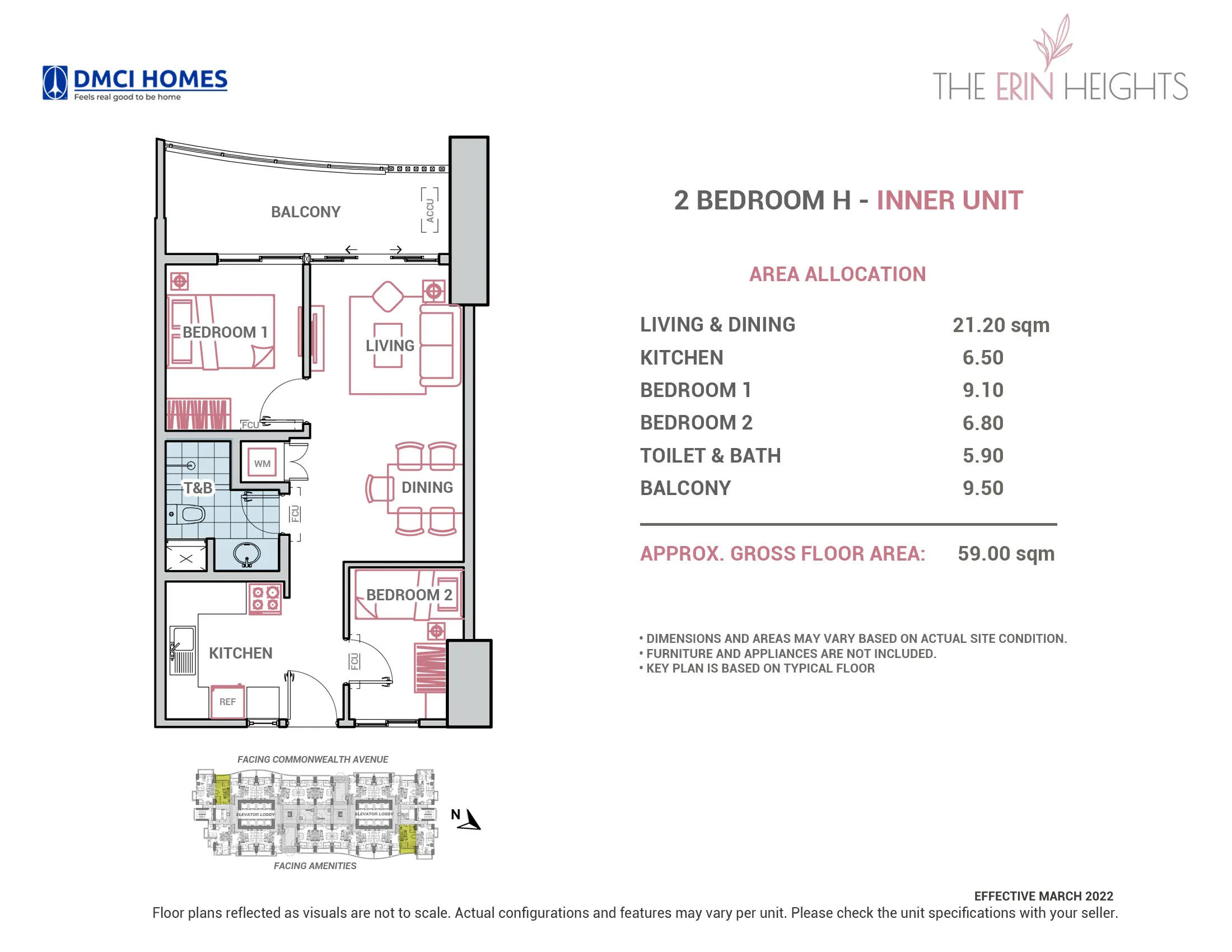 H THE ERIN HEIGHTS 2 BEDROOM - INNER UNIT