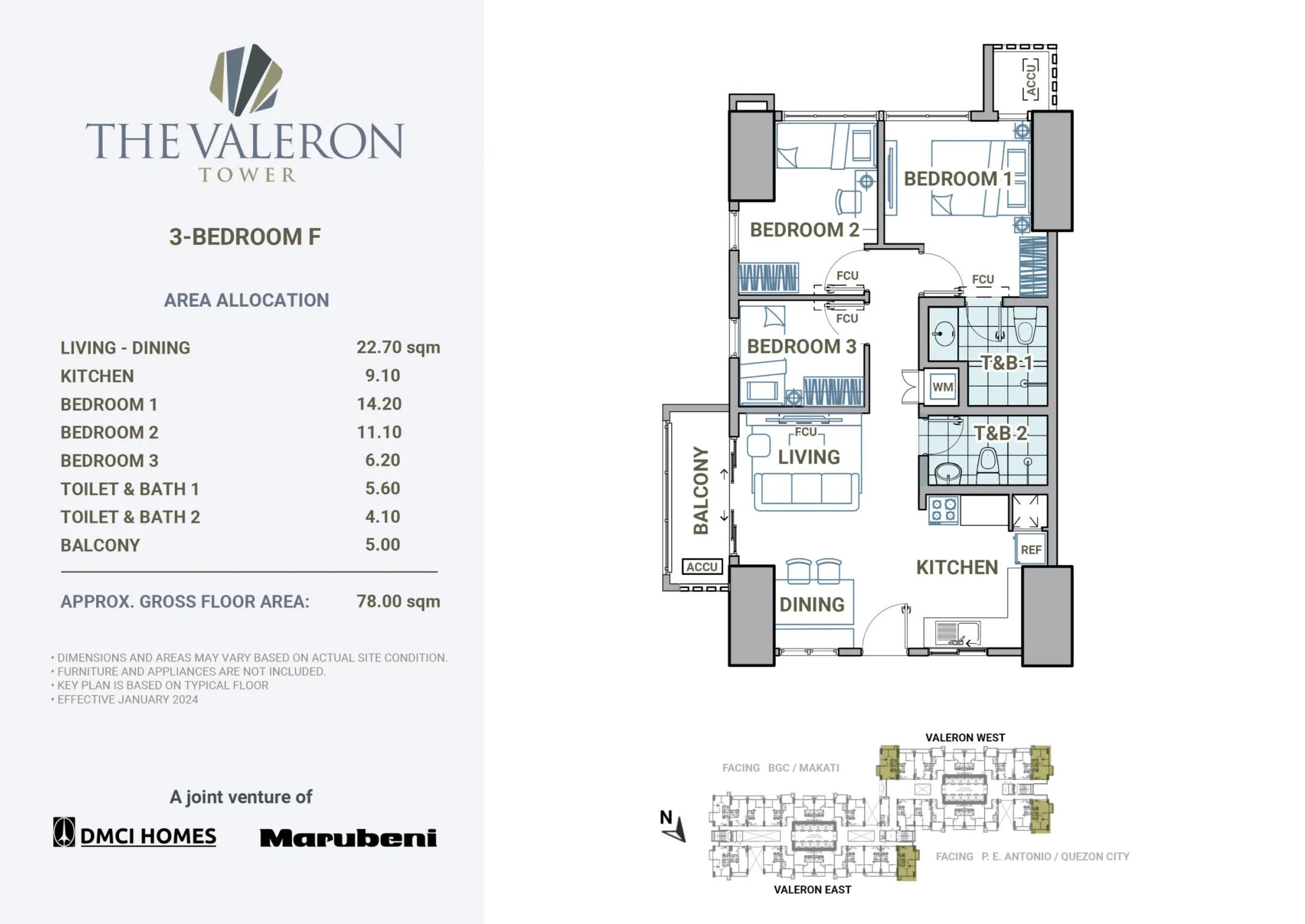THE VALERON TOWER 3BR F